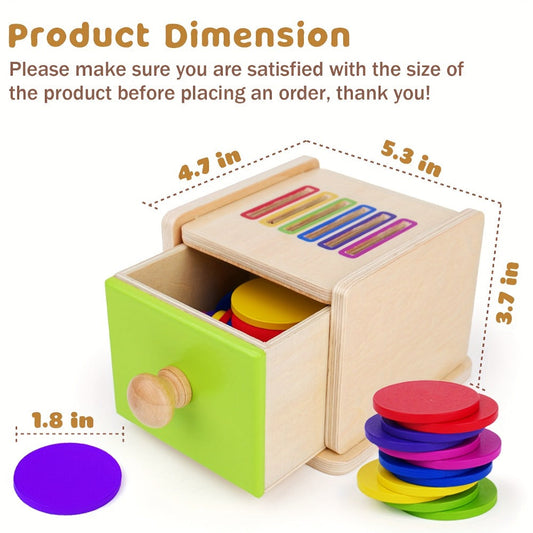 Wooden Color Sorting Toy with Drawers for Toddlers Ages 1–3