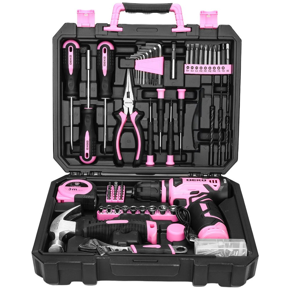 Cordless Drill Tool Kit 119/151PCS – 8V/12V Electric Power Drill Set with Screwdriver, Hammer, Wrench | All-in-One Home Repair & DIY Hand Tools for Women | Perfect Gift