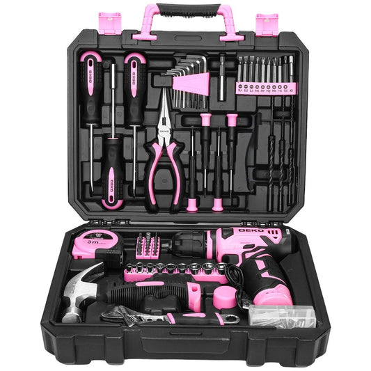 Cordless Drill Tool Kit with USB-C Charging and LED Light for Home DIY