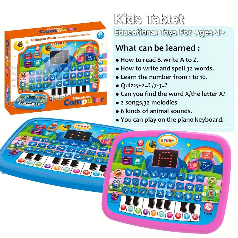 Educational Learning Machine for Kids with 2.2" Screen Alphabet Numbers Music Animals Piano Keys | Interactive Toddler Tablet Toy for Boys Girls Ages 2 3 4 5 | Best Birthday Christmas Gift
