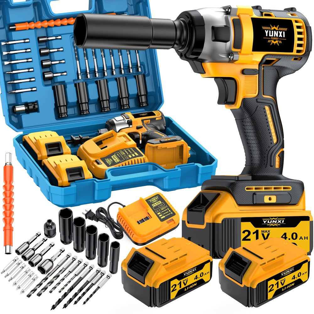 21V Cordless Drill Brushless Impact Wrench Multifunctional – Lithium Battery, Quick Charger, Variable Speed, Tighten Screws & Bolts, Compact Power Tool for Home, Car Repair & DIY – Multiple Battery & Bundle Configurations