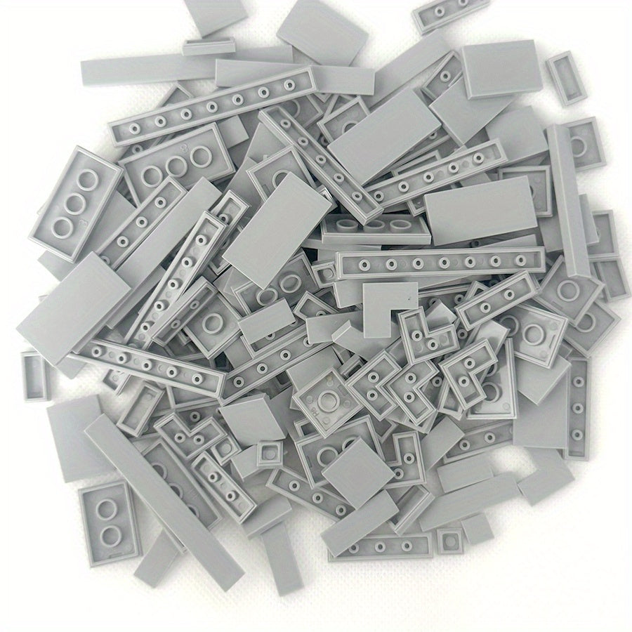 Bulk Smooth Flat Tile Building Blocks, Approx. 150 Pieces, 1x1 1x2 & 1x6