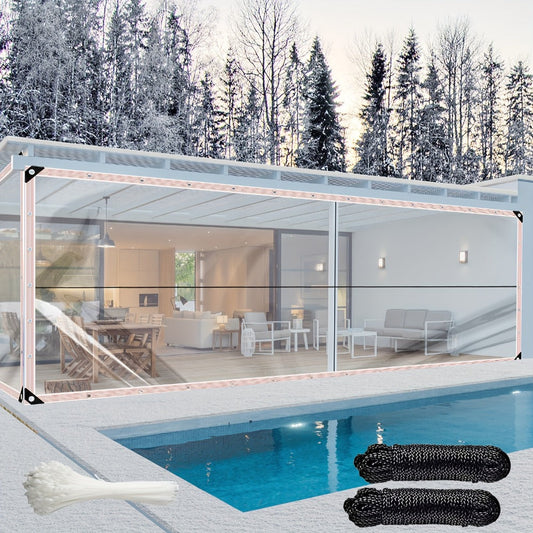 Clear Waterproof Tarp - Heavy Duty PE with Grommets and Reinforced Corners
