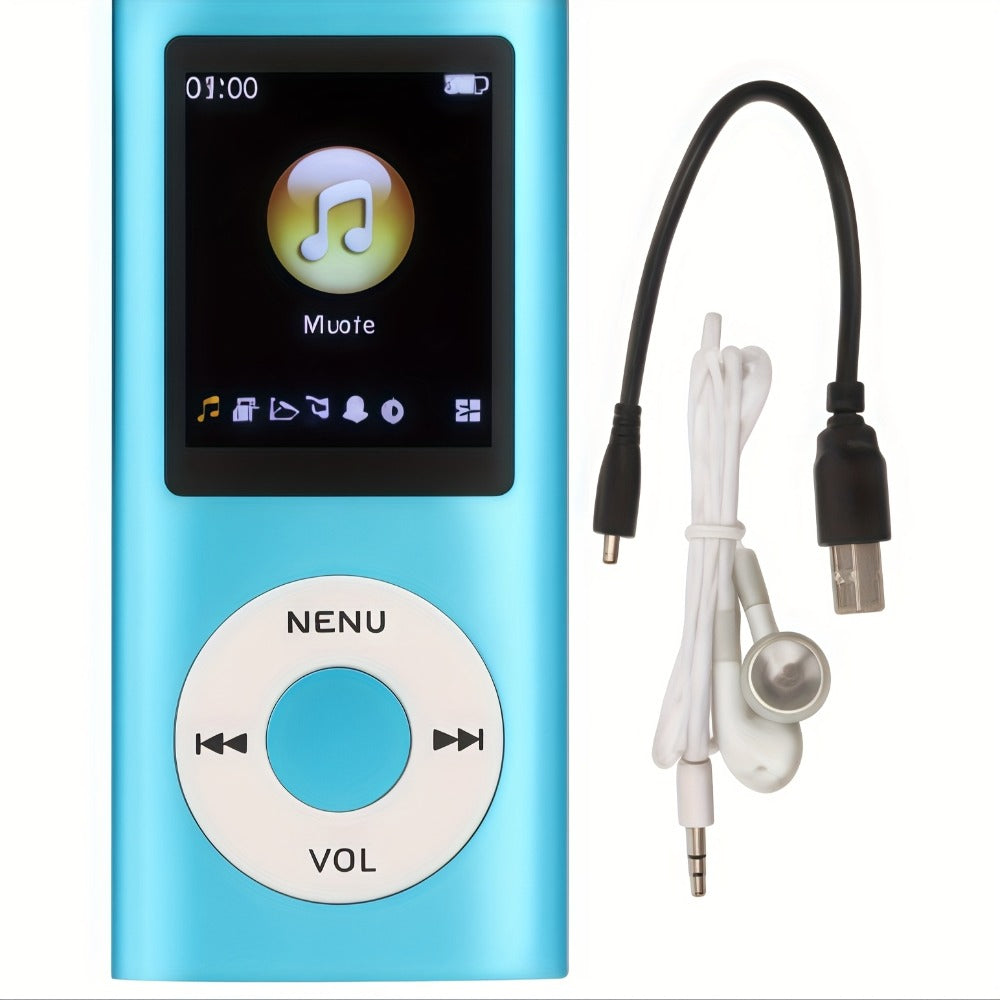 MP3 Player with 64GB Expandable Storage, 8-Hour Battery, Lossless FLAC HiFi Audio, Voice Recorder, E-Book Reader, Photo & Video Viewer, Aluminum Alloy Body, No Bluetooth, Wired Earphone Included