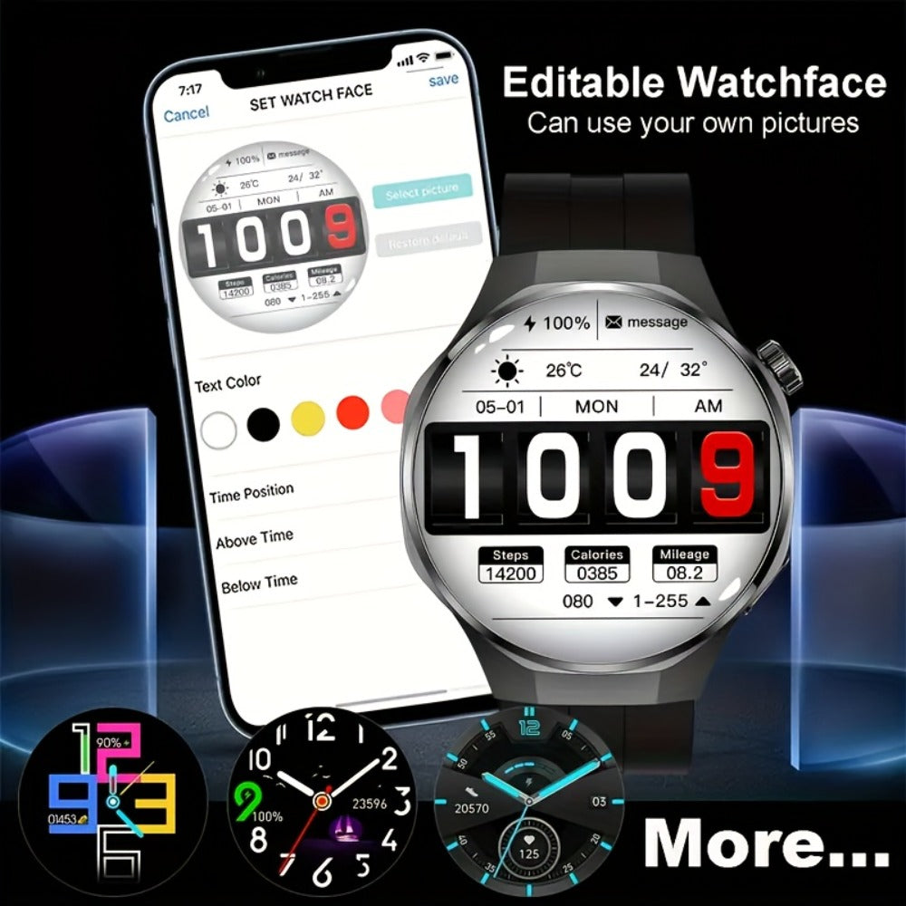 Hexagonal Bezel Smartwatch for Men HD TFT Display 150+ Sports Modes AI Voice Control 100+ Watch Faces Wireless Calling Weather Forecast Activity Tracker Compatible with Android iOS – Black Silver