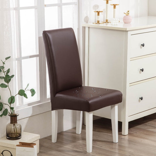 Dining Chair Covers in Stretch PU Leather, Sets of 4 or 6 in Nine Colors