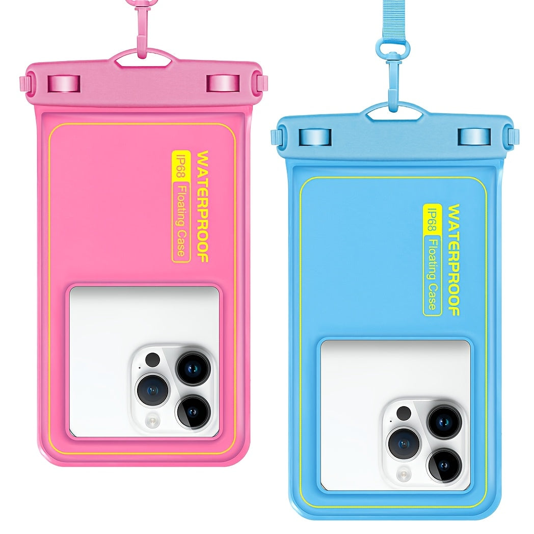 Buoyant Waterproof Phone Dry Bag 2 Pack for iPhone 16 15 14 13 12 11 Pro Max Samsung Galaxy – Float Pouch Beach Pool Water Park Kayaking Universal Fit