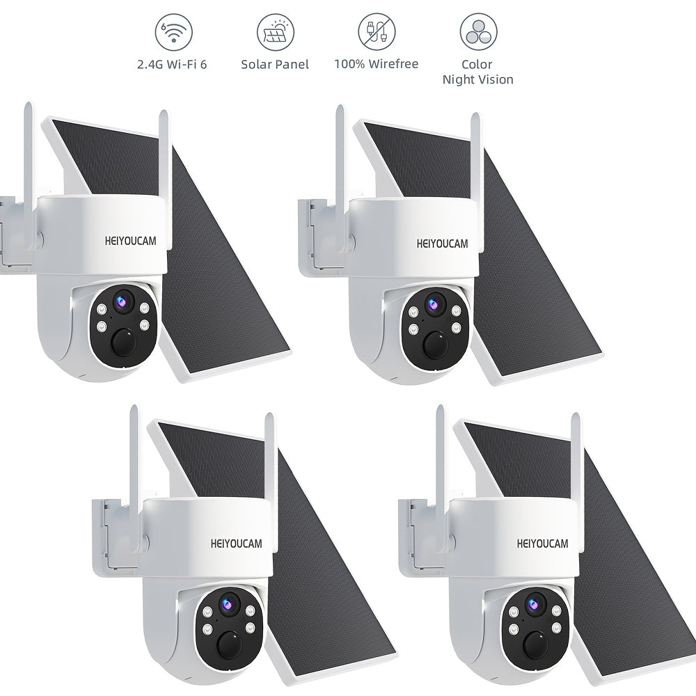 AI Auto Tracking Solar Security Camera Outdoor 360° Dome – AI Human Detection, Full Color Night Vision, Smart Siren & Spotlight, Two-Way Audio, 6000mAh Battery Wireless WiFi Camera