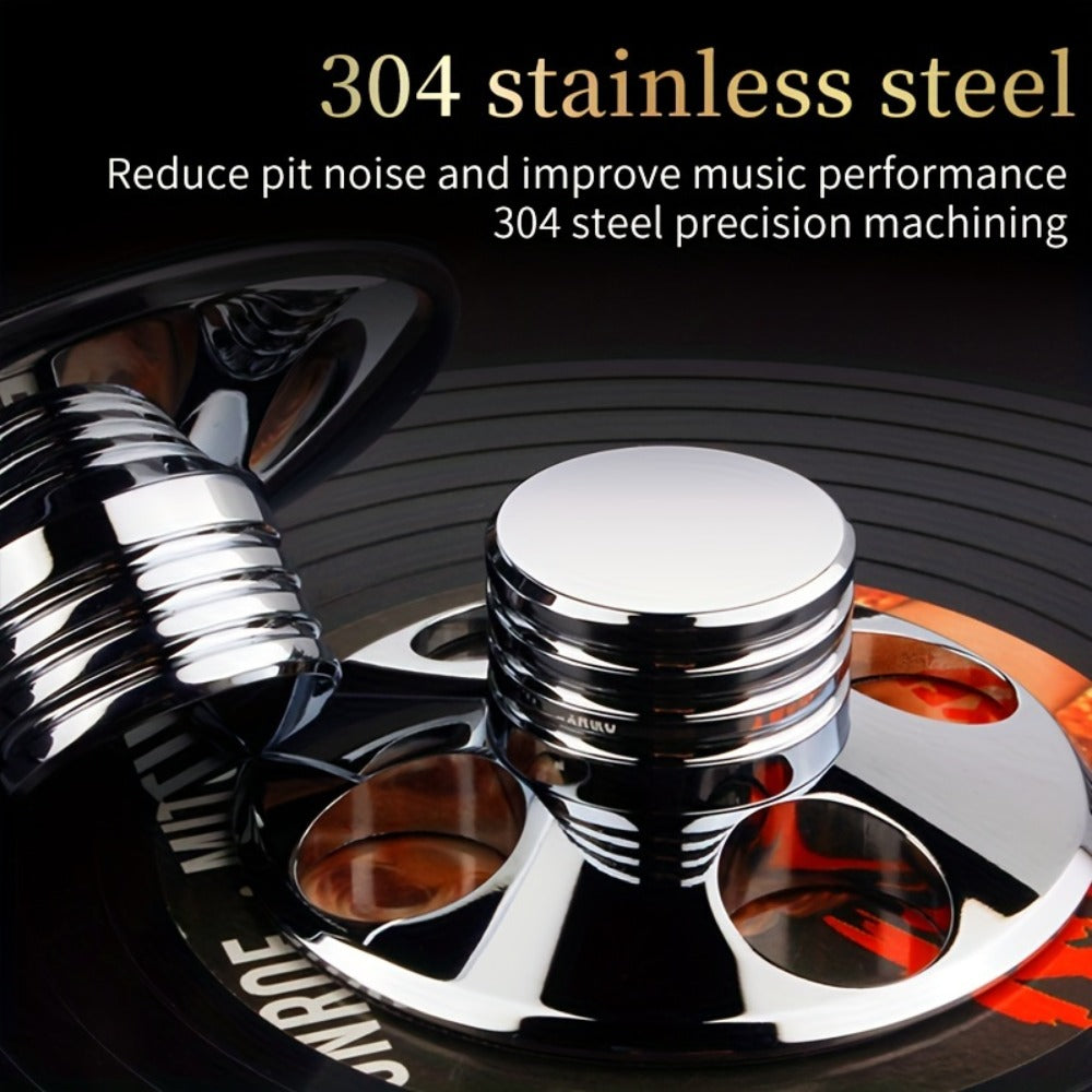 Vinyl Record Weight Stabilizer LP Clamp for Turntables | Metal Disc Stabilizer, Reduces Vibration & Noise, Polished Stainless Steel, Compatible with Most Turntable Models – YYAUDIO