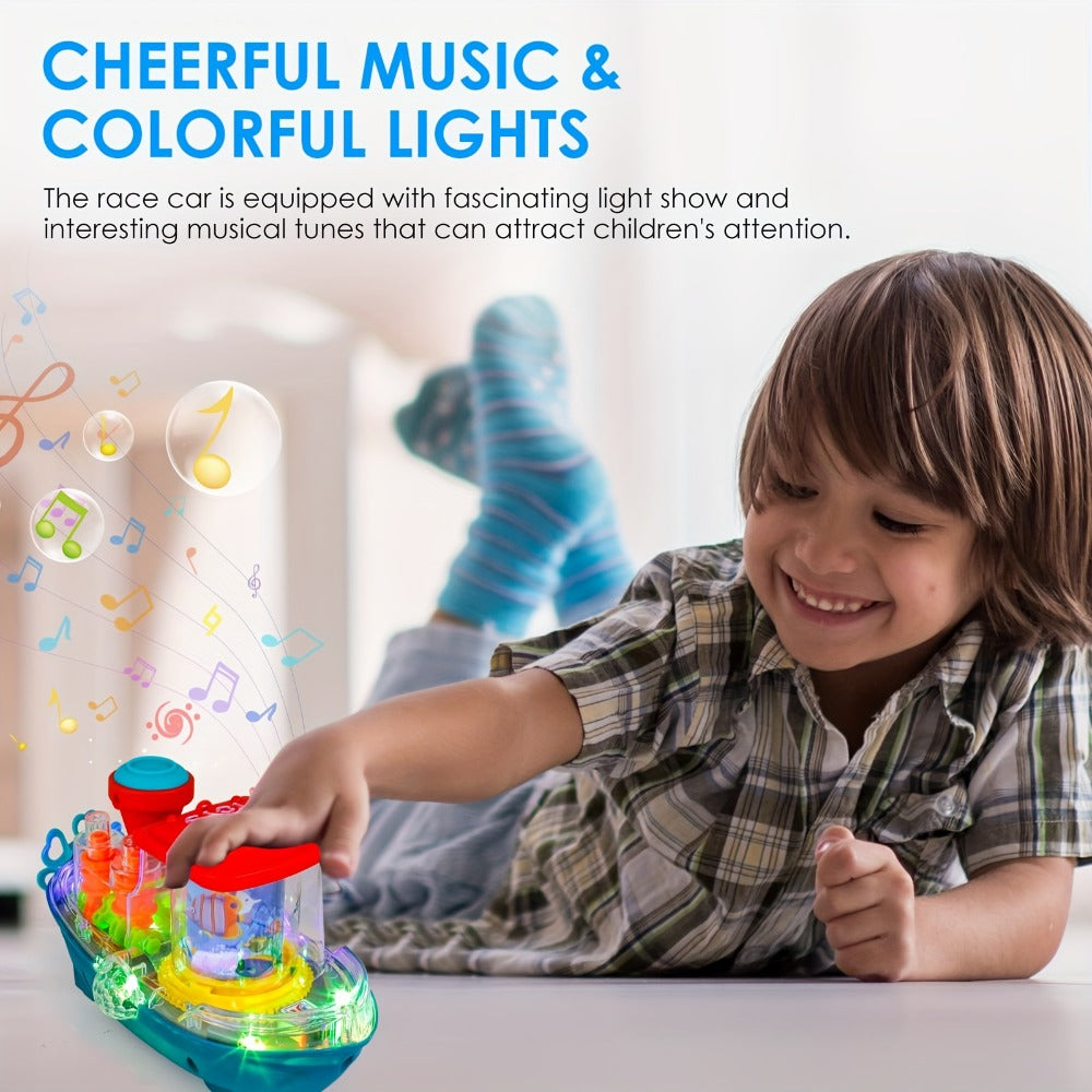 Interactive Sensory Boat Toy for Toddlers 2+ – Underwater Ocean Theme with Fish & Coral, Rotating Scroll Screen & Music, Educational Sensory Stimulation Play Toy for Boys & Girls, Birthday Gift