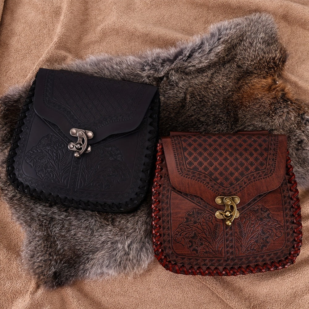 Dragon-Embossed Faux Leather Waist Bag for Renaissance Faire and Cosplay