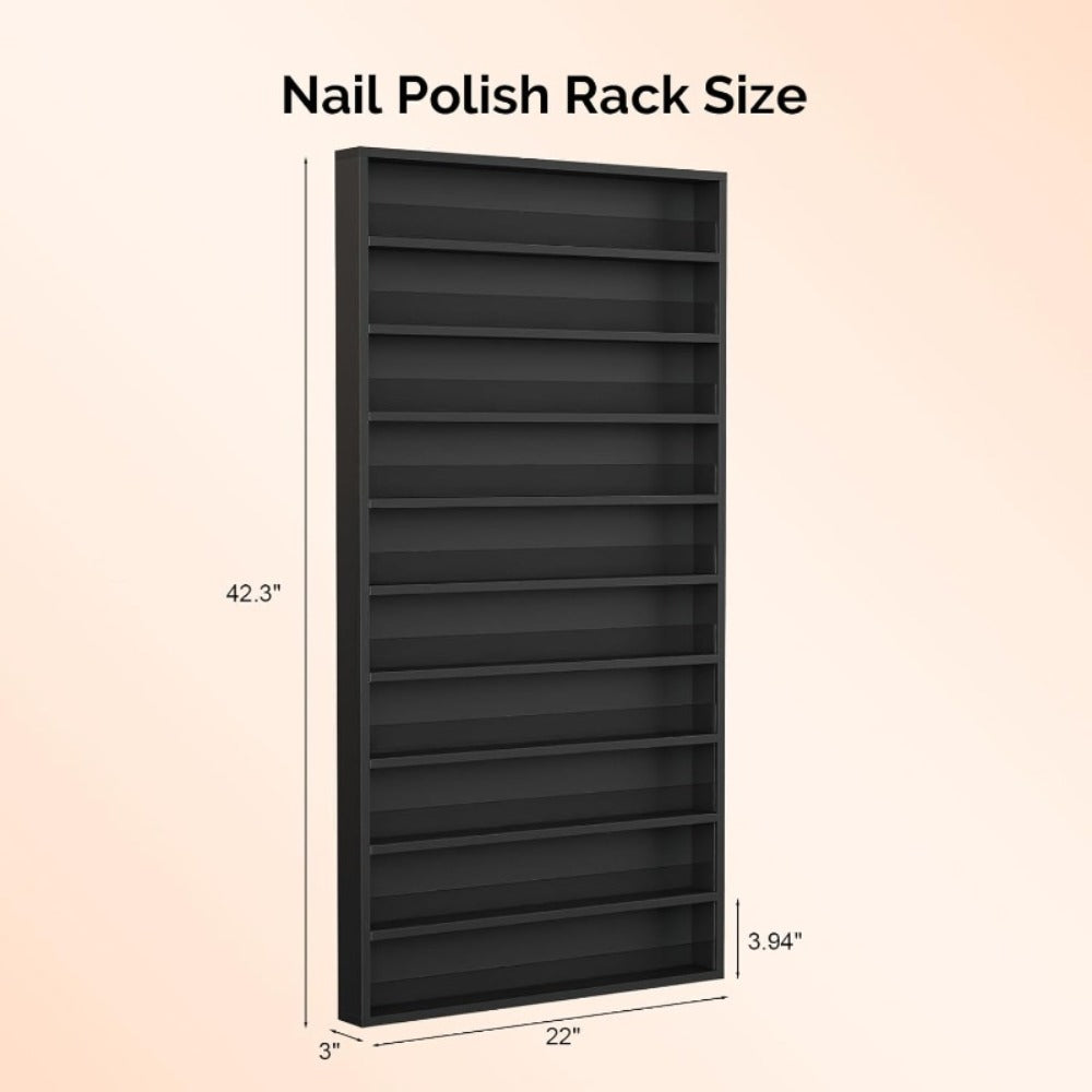 Wall Mount Nail Polish Rack Organizer 6 or 10 Tier with Acrylic Baffle Salon Display Shelf for Gel Polish Storage Nail Studio Home Spa Vanity Black White Pink