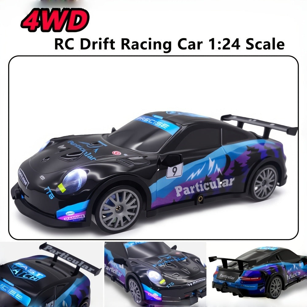 1:24 4WD RC Drift Car, 28 km/h with LED Lights and 2 Batteries