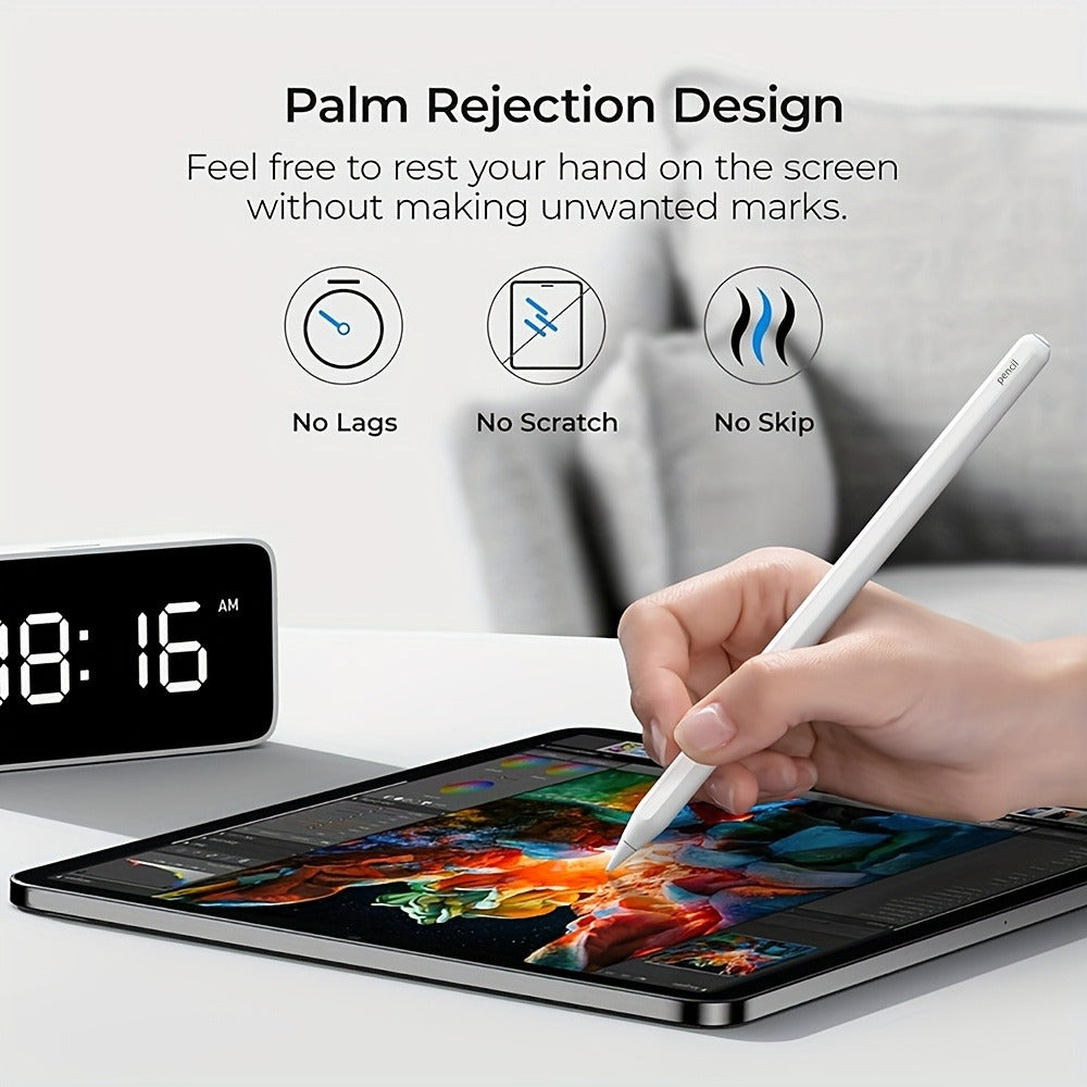 iPad Stylus Pencil 2nd Generation Magnetic Wireless Charging Palm Rejection Tilt Sensitivity Compatible with iPad Pro 11 12.9 2018-2024 iPad Air 3-6 iPad Mini 5-7 iPad 6th-10th Gen Includes 3 Tips – White