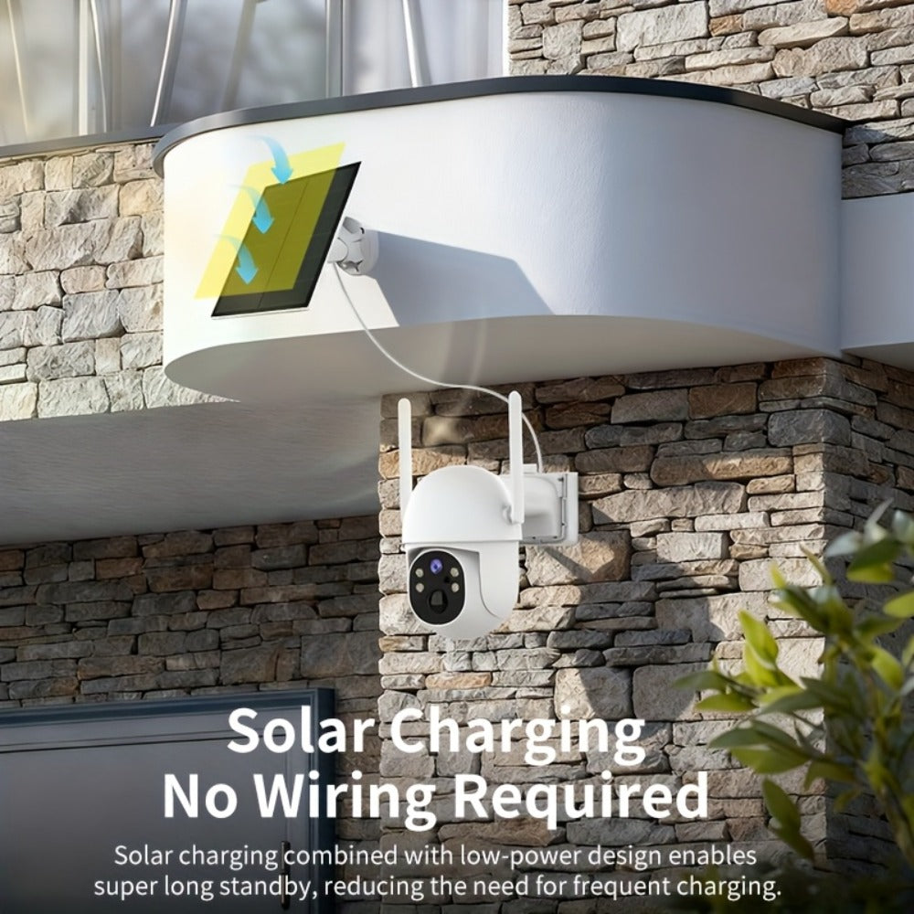 Solar Outdoor Security Camera 2 Pack with AI Human Detection – IP54 Waterproof, HD Color Night Vision, Two-Way Audio, Wireless WiFi, Wire-Free Home Surveillance System