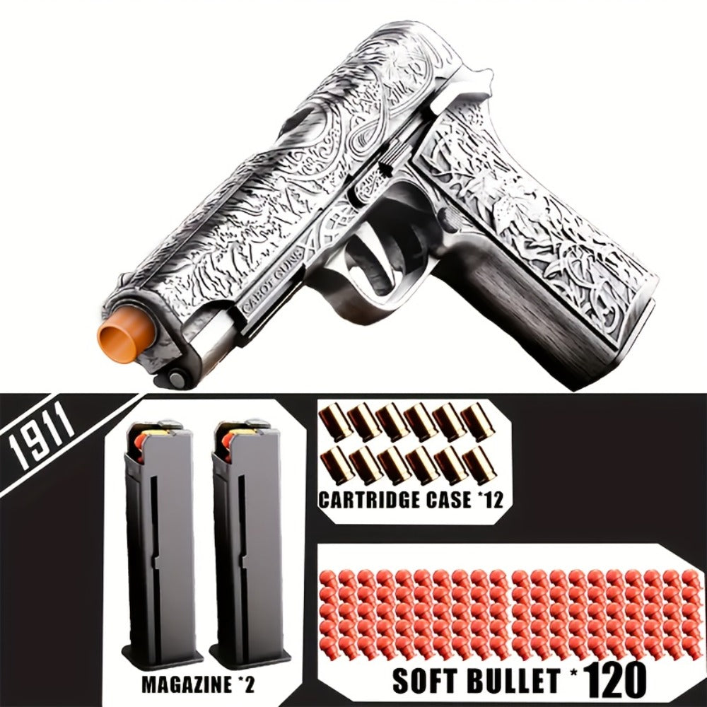 Soft Bullet Toy Gun Pistol with 120 Bullets 12 Shells & 2 Magazines – Hollow Hanging Foam Blaster for Kids Boys Girls Ages 6+, Outdoor Shooting Game Birthday Halloween Christmas Gift Pink or Khaki