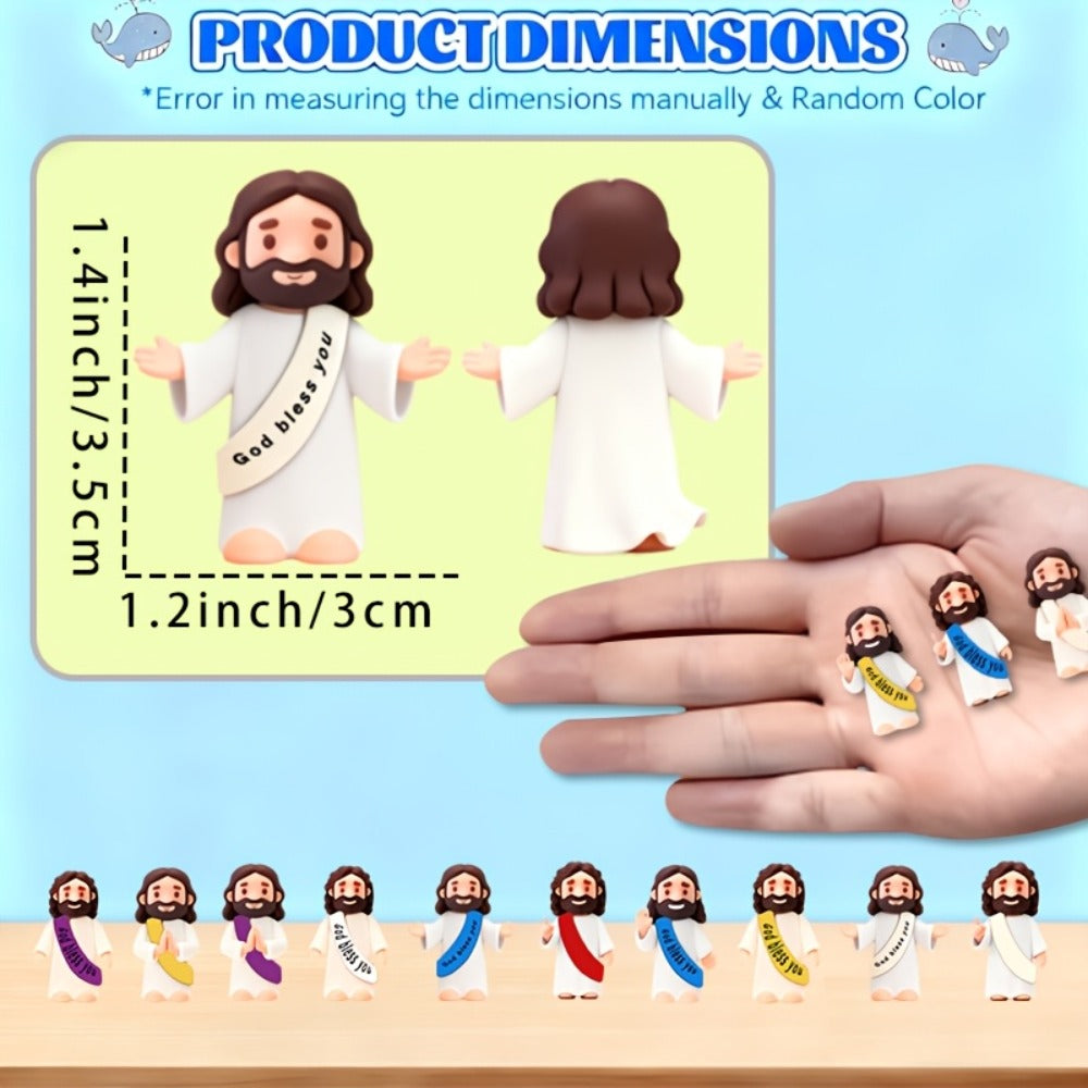 Bulk Mini Jesus Statue Set 50/100/150pcs – Religious Figurine Decorations 5 Assorted Colors, Vase Filler Home Decor Party Favors Christian Gift for Christmas Easter Thanksgiving Church Events