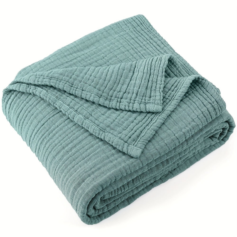 Muslin Blanket 100% Cotton 6-Layer – Breathable Soft Gauze Throw for Couch & Bed, All Season, Machine Washable, 13 Colors, 5 Sizes