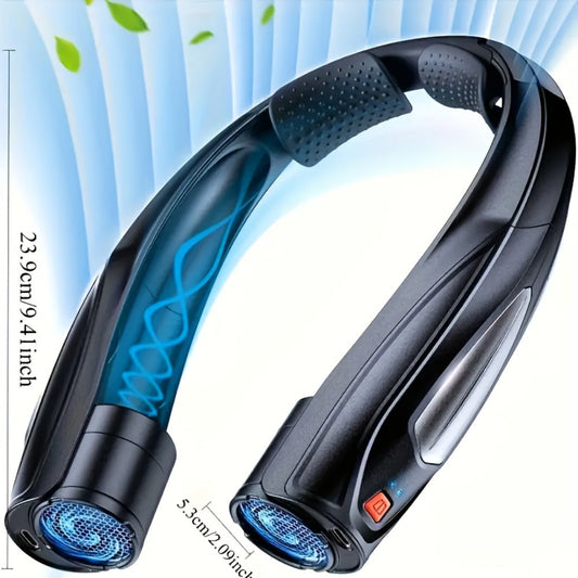 Wearable Bladeless Neck Fan with 2 Speeds, USB Charging and Soft Silicone Strap