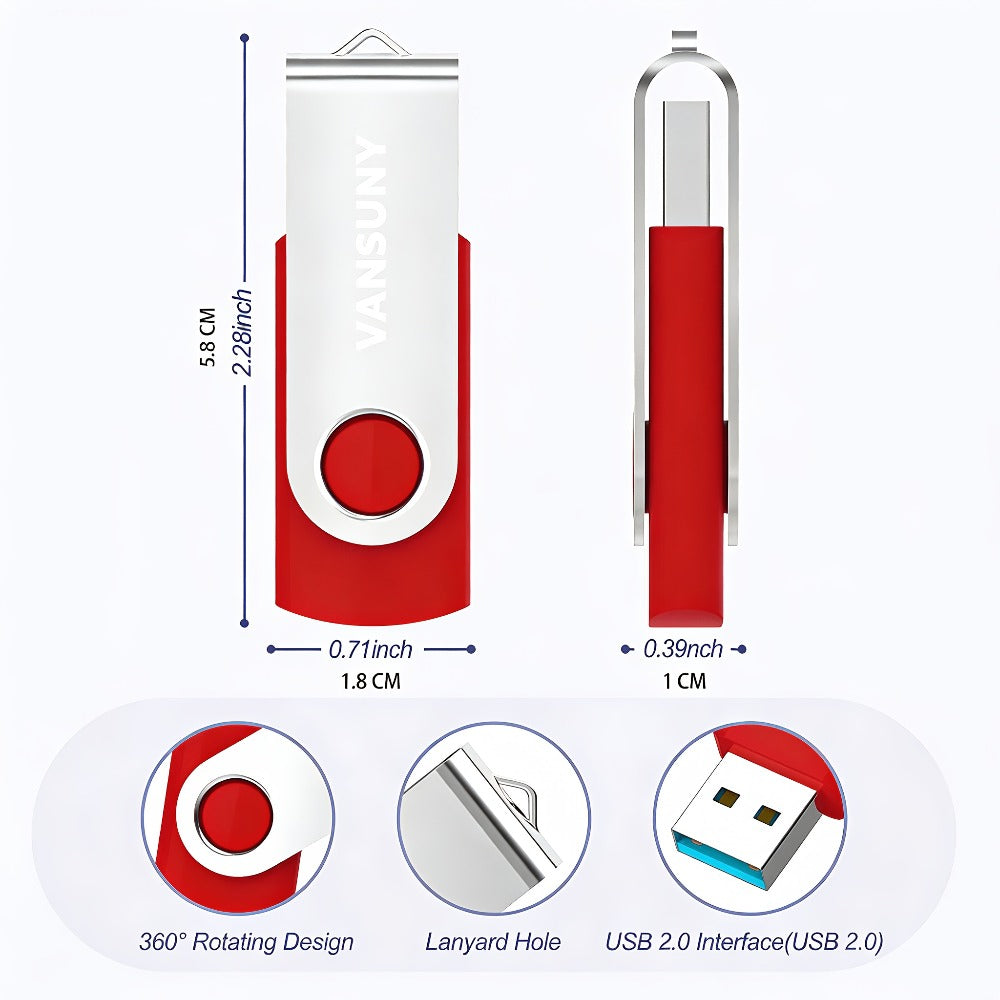 Bulk USB Flash Drives 10 Pack 4GB 8GB Swivel Thumb Drive USB 2.0 Memory Stick in 5 Colors – Plug & Play Jump Drive Pen Drive for School Office Business Promotional Gifts IT Teams