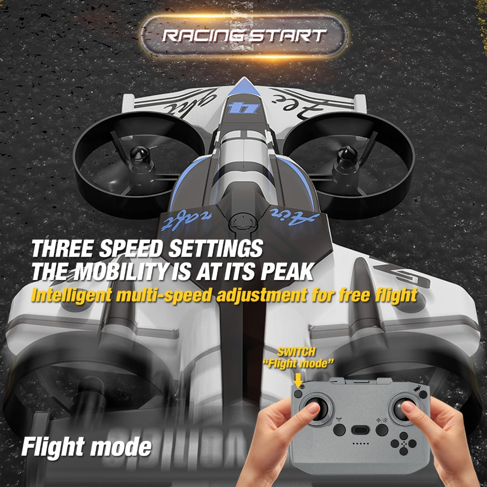 2-in-1 Air Land Drone Car with Collision Avoidance – Mini RC Quadcopter & Ground Vehicle for Kids Beginners Safe Indoor Flying Toy USB Rechargeable Low Speed Gift for Boys Girls Birthday Christmas