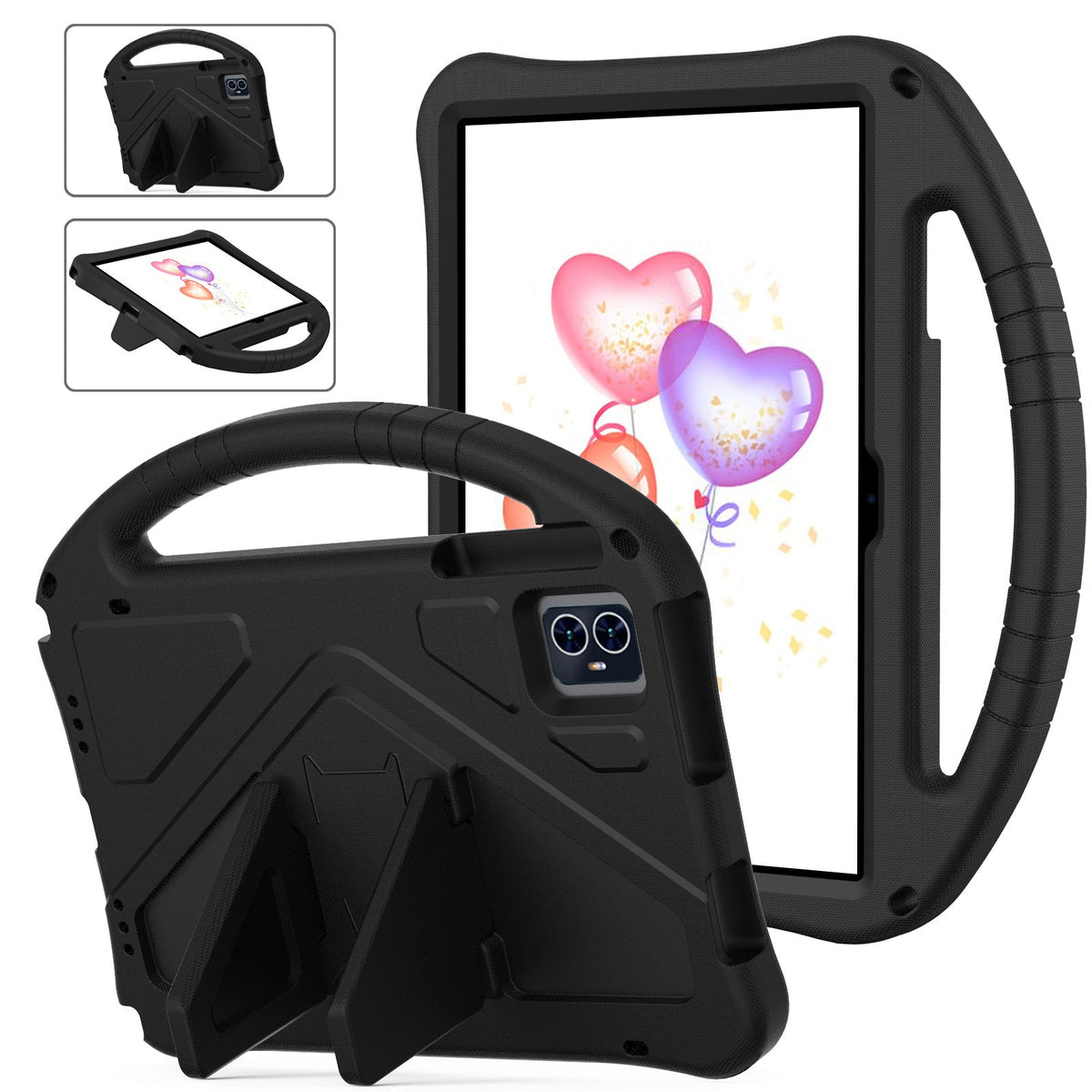 T-Mobile Revvl Tab 2 Case with Handle and Stand - Shockproof EVA PC Hybrid Shell, Heavy-Duty Kids Tablet Cover for Revvl Tab 2 5G 10.1 Inch 2025, Multi-Color: Black Blue Green Purple Red Rose
