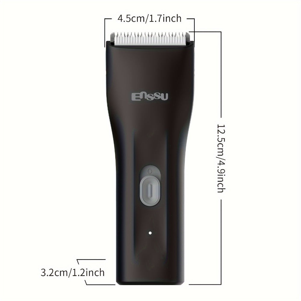 Manscaping Trimmer for Men IPX7 Waterproof Ceramic Blade Electric Groin & Pubic Body Hair Shaver – LCD Battery Display Replaceable Head Safe Grooming Tool, Black Blue White