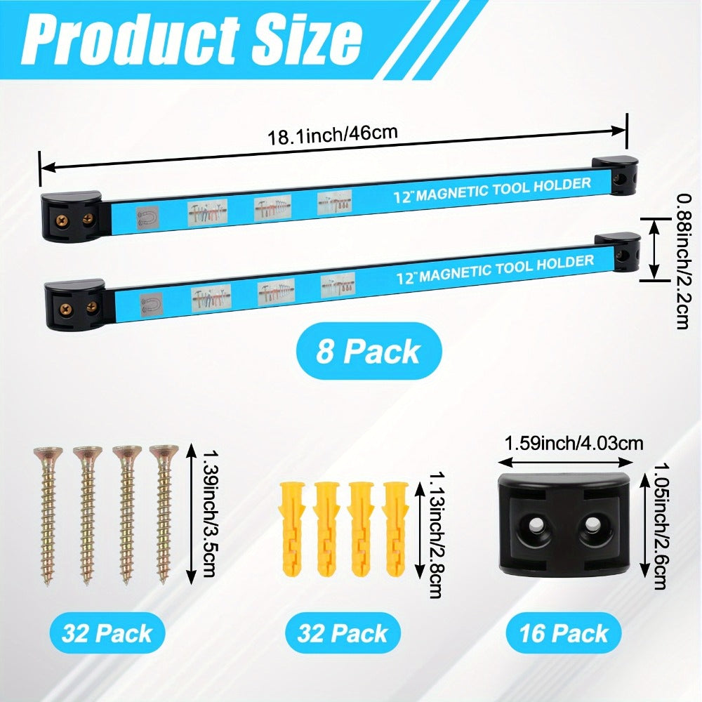 Magnetic Tool Bar Wall Mount Tool Holder 12/18 Inch – Heavy Duty Iron Magnetic Knife Strip & Tool Rack for Kitchen, Workshop & Garage | Wall Mounted Tool Organizer for Knives, Chisels & Hardware Tools