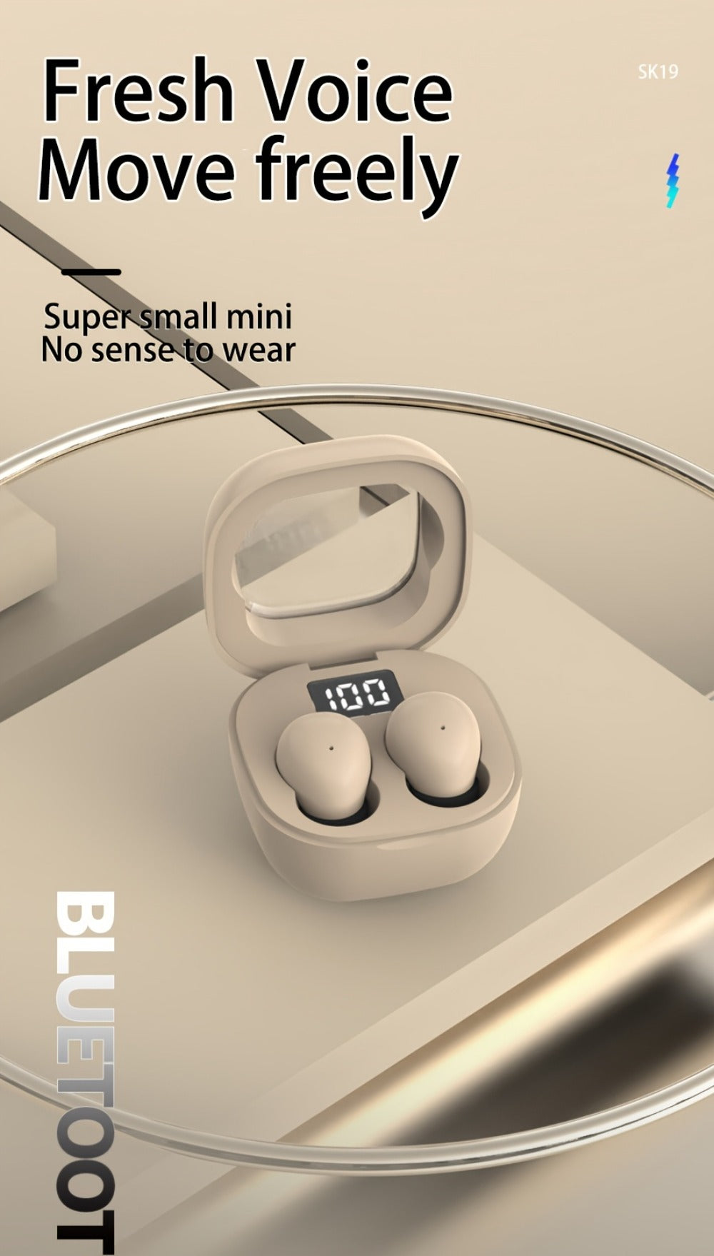 Mini Wireless Earbuds with Charging Case, Ultra-Long Battery Life, Universal Phone Control, Compact True Wireless Earphones Compatible with iOS & Android, Lightweight In-Ear Headphones for Music Calls Travel Work