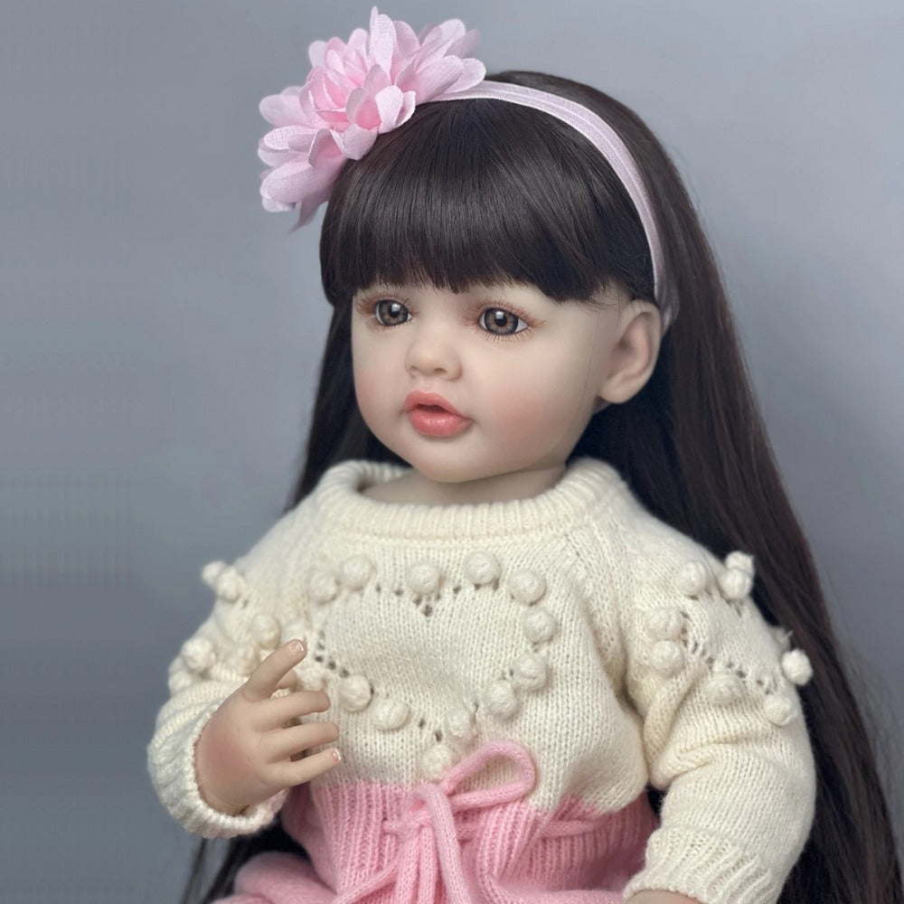 22-Inch Full Vinyl Reborn Baby Doll with Acrylic Eyes and Wig Hair
