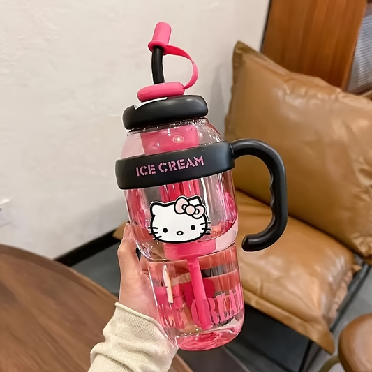 PPSU Straw Water Bottle with Hello Kitty Design and Easy-Carry Handle