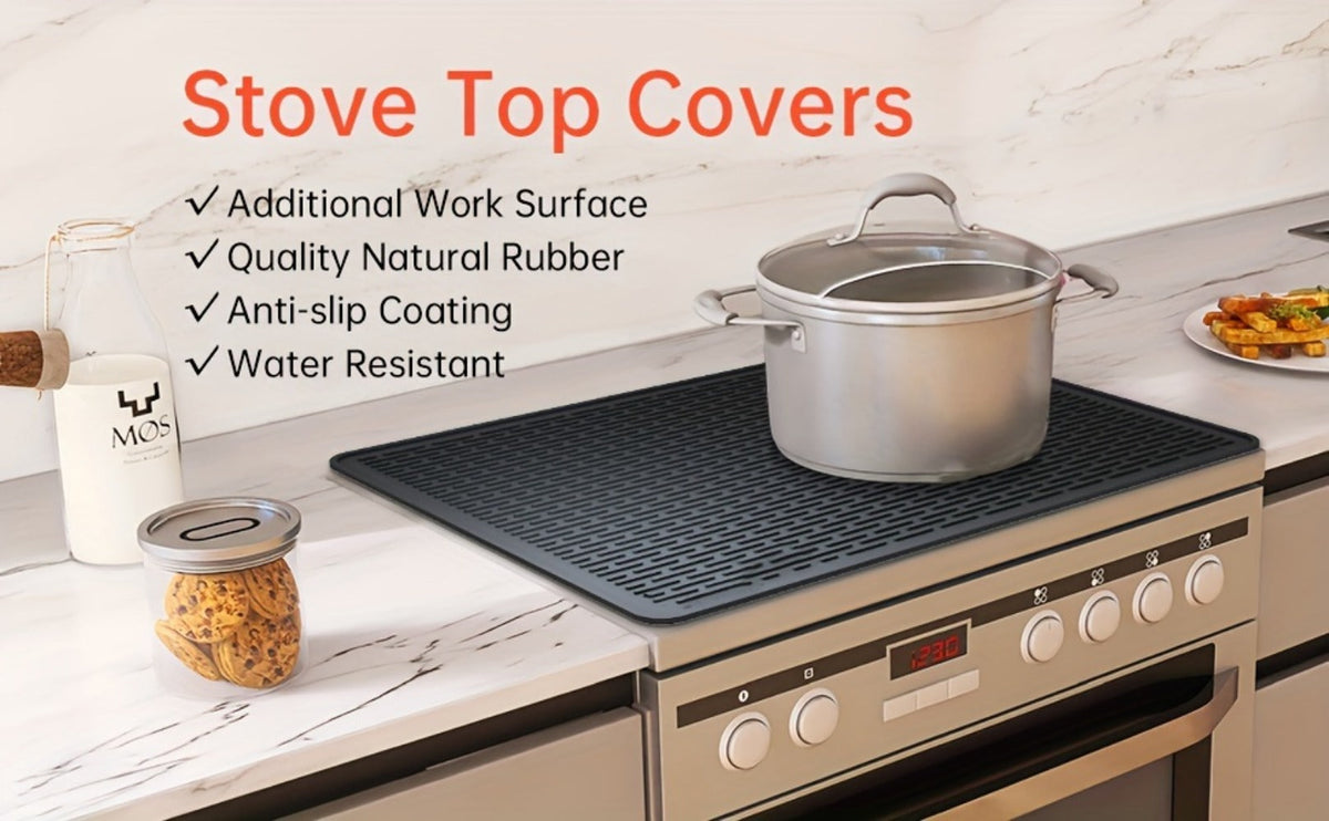 Silicone Stove Top Cover Mat 28"x20" - Heat Resistant Electric Stove Protector for Ceramic Glass Cooktop, Non-Slip Scratch Guard, Dishwasher Safe, Extra Large RV Range Cover, Multipurpose Kitchen Mat