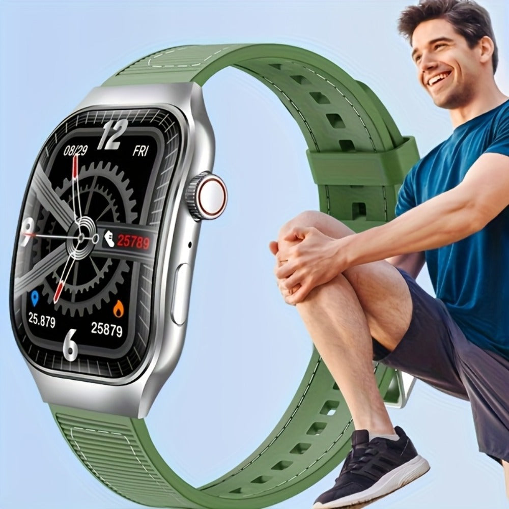 2.01 Inch Curved Screen Smartwatch Bluetooth 5.3 HD Calling Built-In Games Voice Assistant 100 Sport Modes Magnetic Charging Heart Rate Blood Oxygen Sleep Tracker Full Touch Classic Design Black Blue Silver