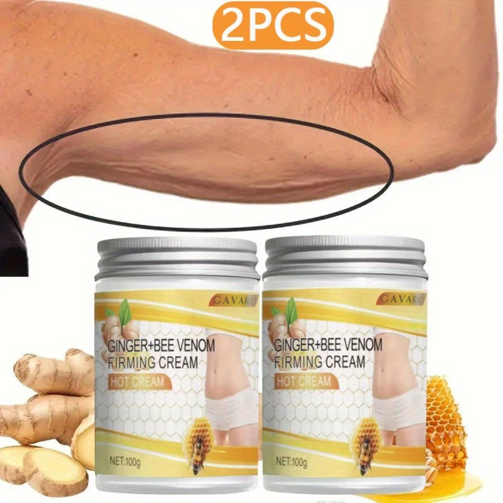 Body Firming Cream for Women - Ginger & Bee Venom Tightening Lotion with Glycerin, Aloe Vera & Vitamin E, Targets Abdomen Arms Legs Waist, All Skin Types, 2-Pack 3.52oz