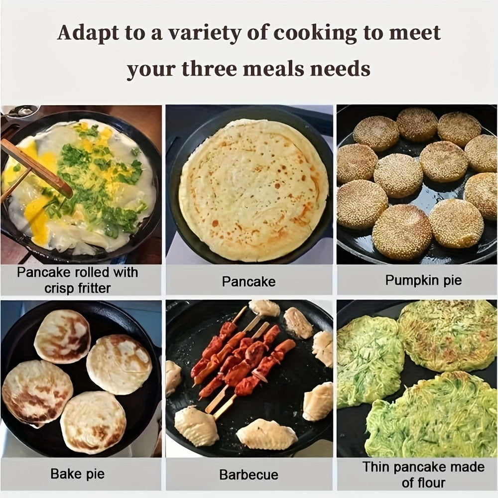 Cast Iron Frying Pan Non-Stick 11 Inch 28cm – Rust-Proof Anti-Deformation Even Heating | Oven & Induction Safe Skillet for Pizza Barbecue & Camping | Durable Cast Iron Pan Single or 2-Pack