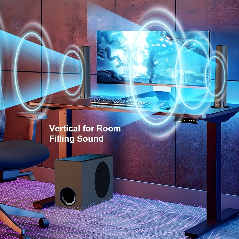 Mighty Rock TV Soundbar 32 Inch Separable Wireless Sound Bar with ARC Optical AUX, 3D Stereo 4-Driver Speaker, 3 Placement Modes, Infrared Remote Control for Smart TV Home Theater