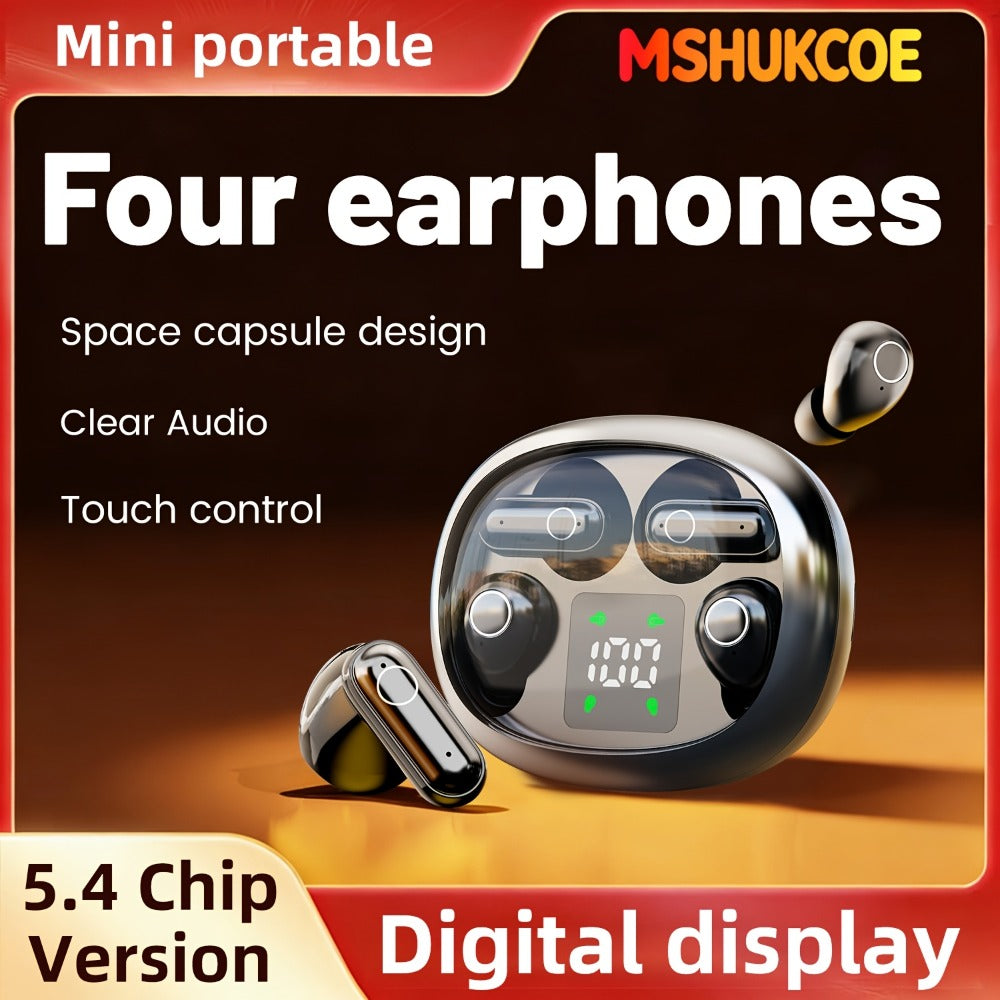 MSHUKCOE 2in1 Sleep Earbuds Invisible Mini Noise Cancelling, 6D HiFi Sound Effect Low Bass Wireless Headphones Long Battery Life, Comfortable Wear for Leisure Office Classroom, Birthday Gift