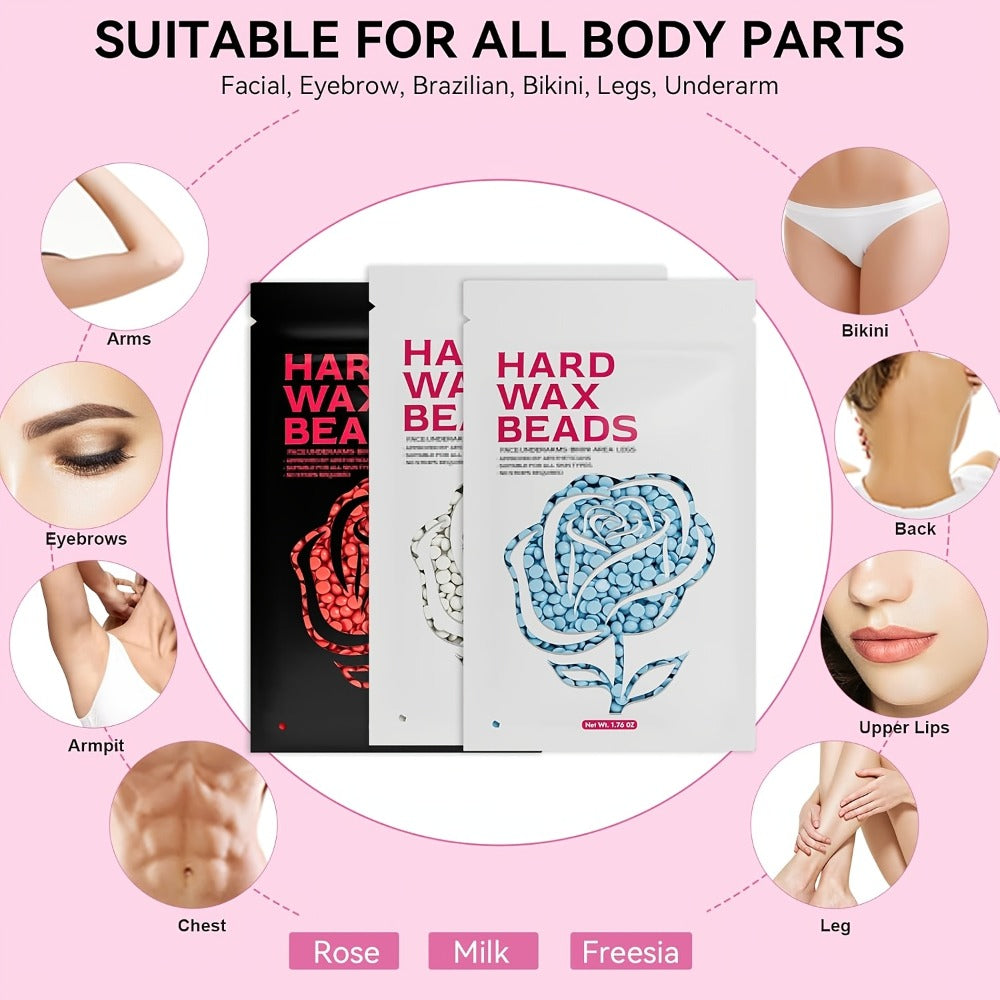 Wax Hair Removal Kit Digital Wax Pot with 6 Wax Bead Packets — Smart Temperature Control Salon-Grade Waxing Set for Body Bikini Face Legs Underarms, At-Home Waxing for Women & Men, Purple & White