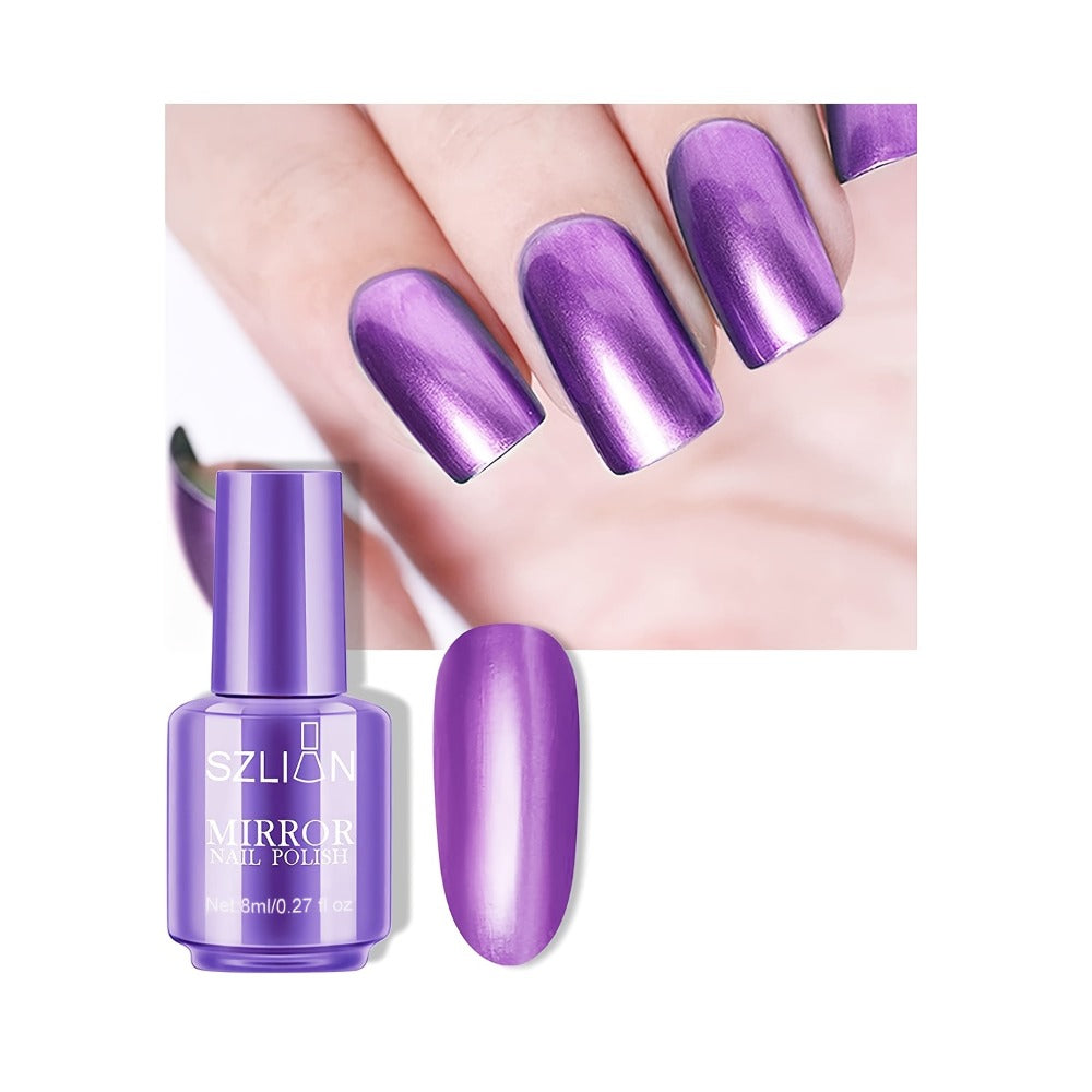 Chrome Mirror Nail Polish Set 3 Colors Metallic Reflective Finish – High-Shine Acrylic Nail Art Polish for Salon & Home Manicure, Party Holiday Valentine's Day Gift for Women