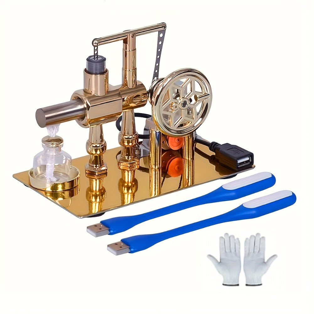 Stirling Engine Generator Kit Single Cylinder Stainless Steel – Real Working Heat Engine Model Generates Electricity, STEM Physics Experiment Toy Educational Science Gift for Teens Adults Engineers Ages 14+