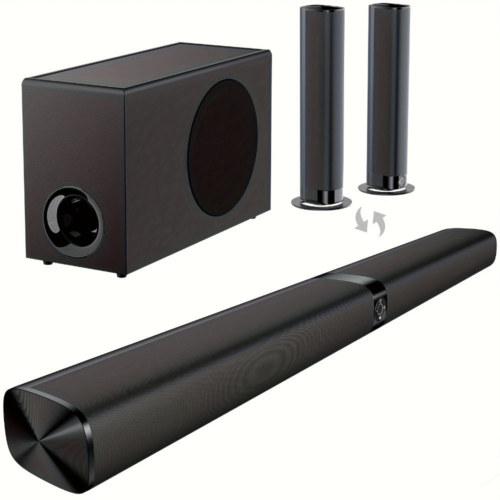 Soundbar with Subwoofer 2.1CH Home Theater Sound Bar for Smart TV, Deep Bass Wireless Bluetooth 5.0, ARC Optical AUX, Detachable Tower Speakers, Infrared Remote, for Movies Music Gaming