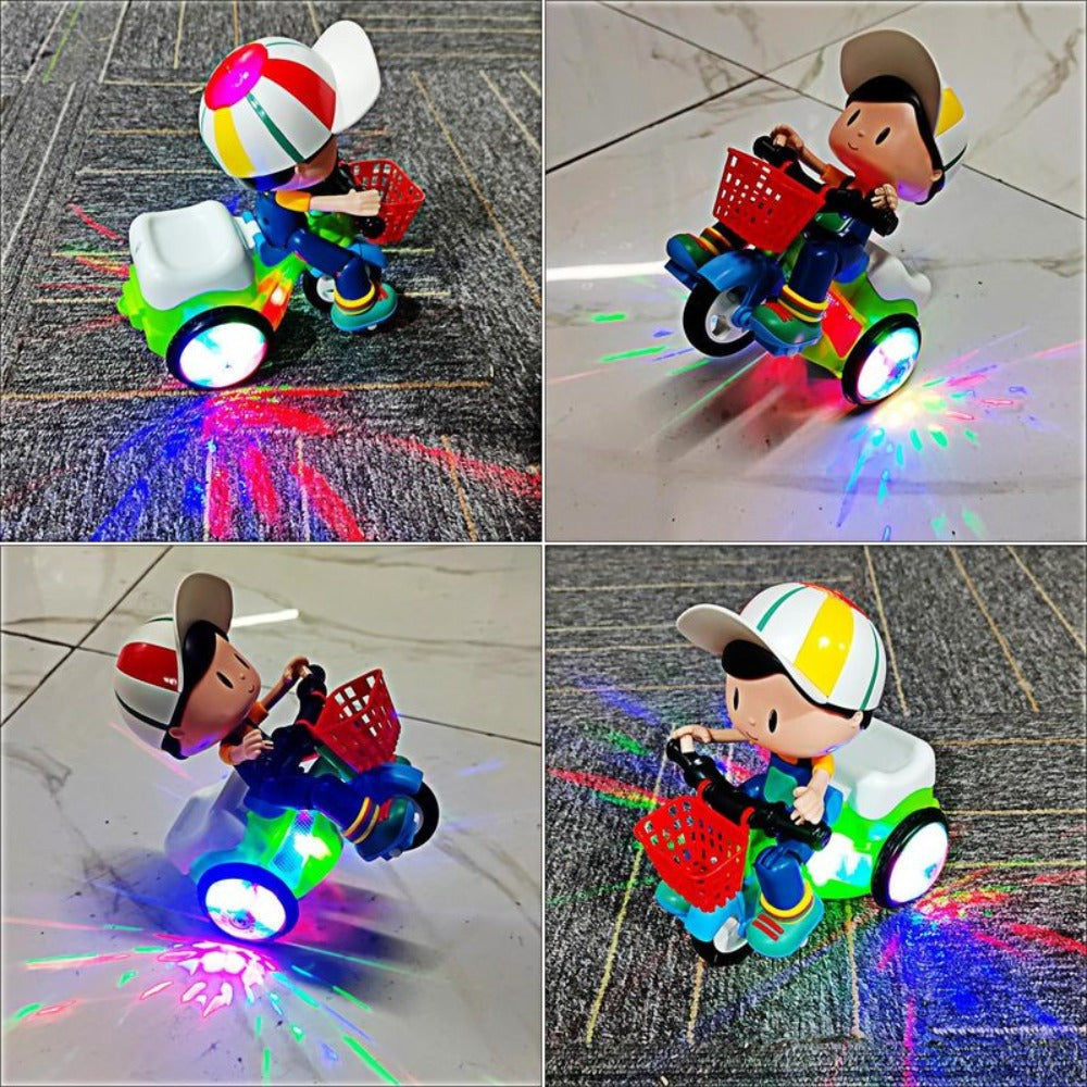 Kids Electric Tricycle Toy Motorcycle with 360° Rotation and Luminous Lights