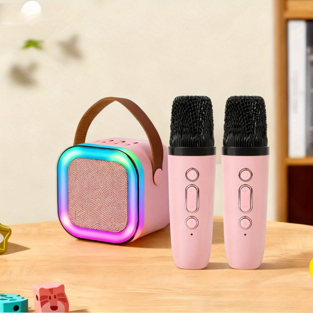Karaoke Speaker Set with 2 Wireless Microphones & 1200mAh Battery – 3-Piece Portable KTV Party Bundle, Perfect Gift for Family Gatherings, Birthdays & Friends