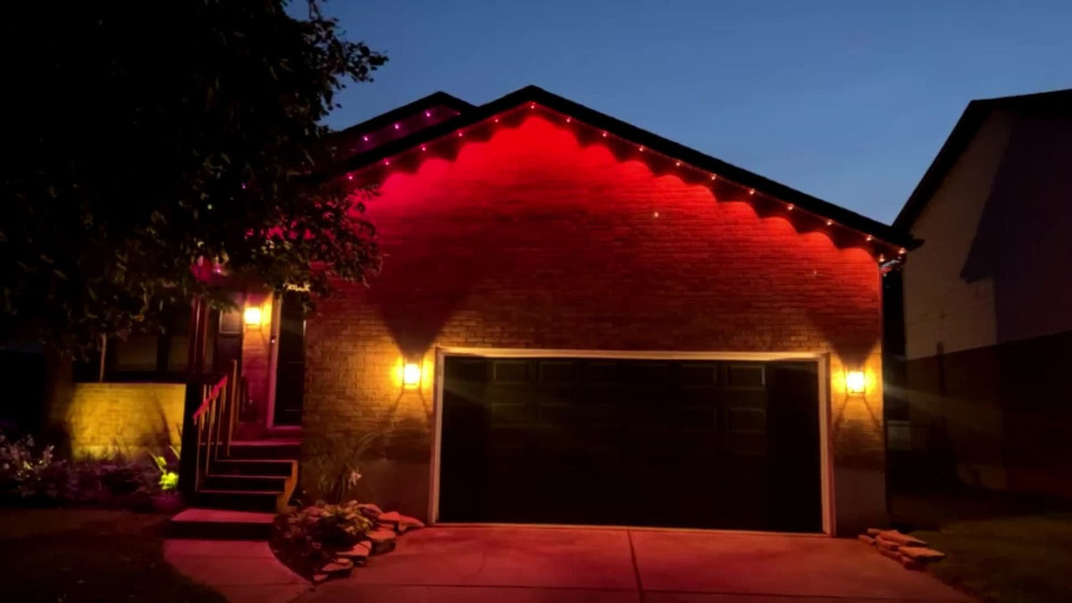 Permanent Outdoor Lights RGB LED Eave Lights with App & Remote Control, IP67 Waterproof, Music Sync, Timer, Triangular Lens Effect, for Christmas Halloween Holiday Everyday Accent Lighting – 15ft to 500ft