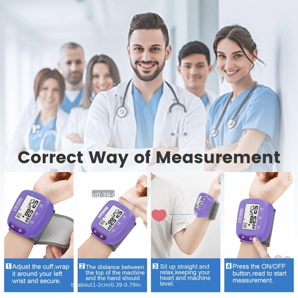 Blood Pressure Monitor Wrist Cuff with Oximeter Fingertip – Digital BP Machine Home Use, 120 Memory, Portable Case & Battery Included, Fully Automatic Hypertension Tracker