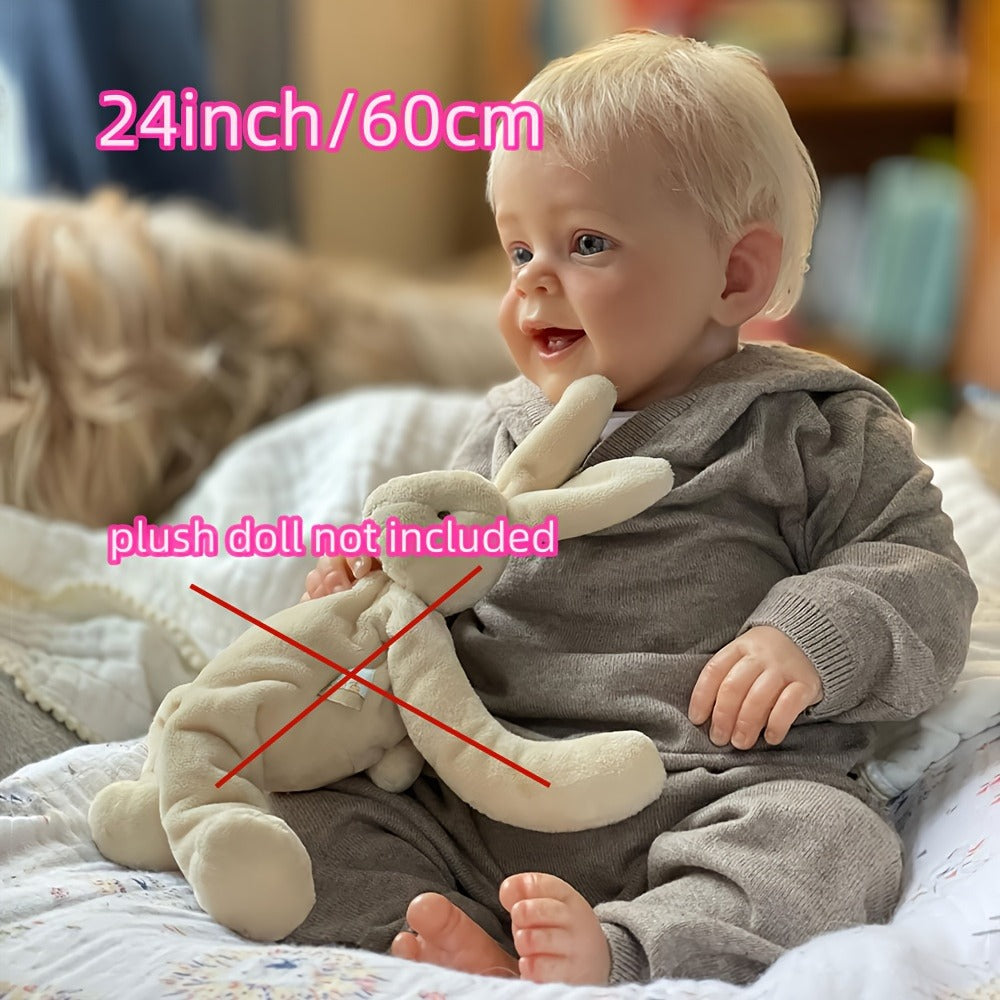 24-Inch Reborn Baby Boy Doll with Cloth Body and Hand-Rooted Hair