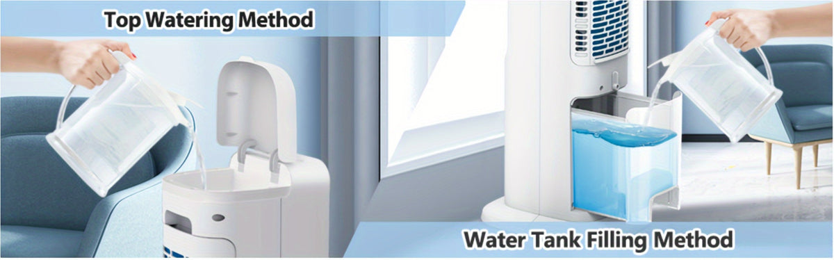 Evaporative Air Cooler Portable 1.32 Gal, 3-in-1 Swamp Cooler Fan Humidifier with Ice Cooling, 4 Ice Packs, 70° Oscillation & Low Noise, Bladeless Tower Fan Air Conditioner for Bedroom Kitchen Office