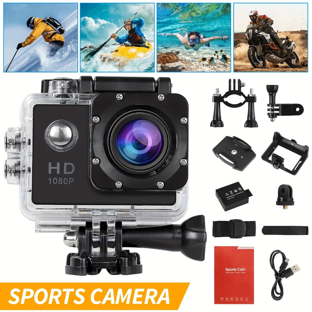1080P Waterproof Action Camera for Kids & Beginners – 170° Wide Angle, 2" LCD, 90-Min Battery, Accessory Kit for Swimming, Cycling, Rock Climbing & Outdoor Sports Gift