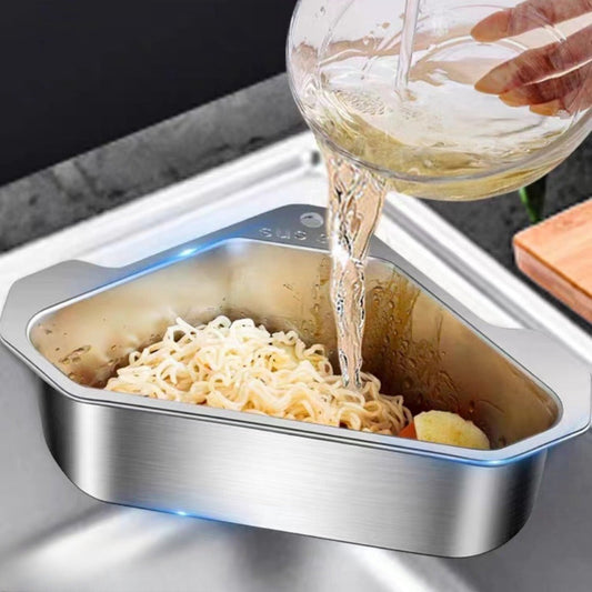 Kitchen Sink Strainer Basket, Triangular Corner Design in 304 Stainless Steel