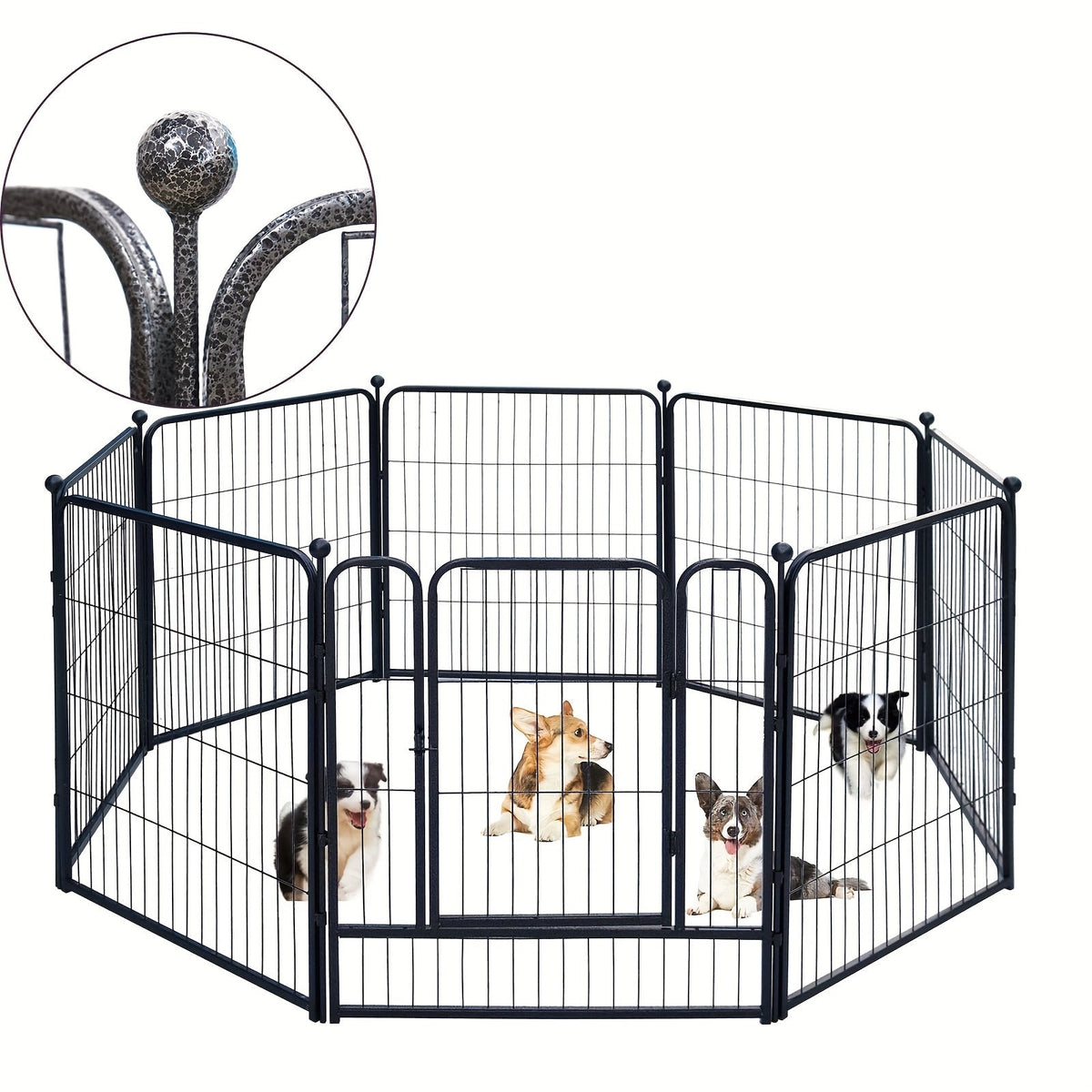 Outdoor Dog Enclosure Fence Panels – 32" Heavy Duty Hammer Design Dog Playpen, Expandable Garden Barrier for Small to Medium Dogs, 8 / 16 / 24 / 32 Panel Options